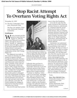 Stop Racist Attempt to Overturn Voting Rights Act