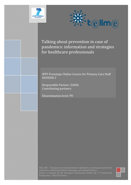 Talking About Prevention in Case of Pandemics: Information and Strategies for Healthcare Professionals