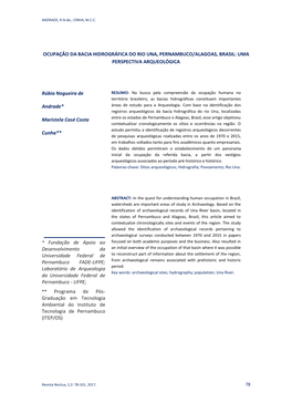 Ocupação Da Bacia Hidrográfica Do Rio Una, Pernambuco/Alagoas, Brasil: Uma Perspectiva Arqueológica