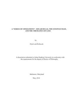 A “Series of Operations”: Edgar Degas, the Steeplechase, and the Thematics of Loss