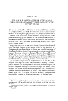 God and the Mysterious Place of the World: Judeo-Christian Narrative in Engagement with Mystery of Dao