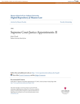 Supreme Court Justice Appointments: II John P