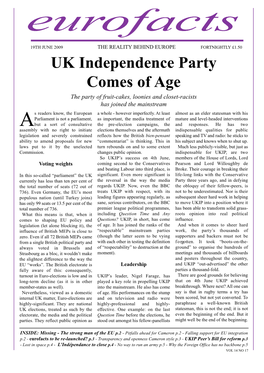 UK Independence Party Comes Of