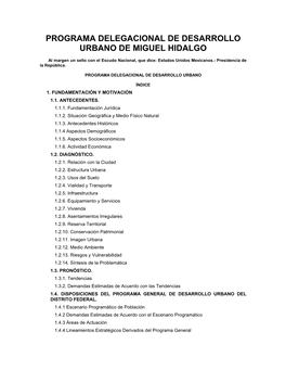 Programa Delegacional De Desarrollo Urbano De Miguel Hidalgo