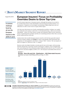 Market Segment Report: European Insurers' Focus on Profitability