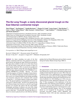 A Newly Discovered Glacial Trough on the East Siberian Continental Margin