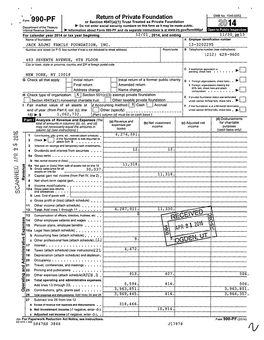 Form990-PF Or Section 4947(A)(1) Trust Treated As Private Foundation Do Not Enter Social Security Numbers on This Form As It May Be Made Public