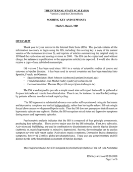 ISS Key-Version 02/28/2008 Page 1 of 6 the INTERNAL STATE SCALE