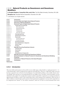 3.10 Natural Products As Sweeteners and Sweetness Modifiers A