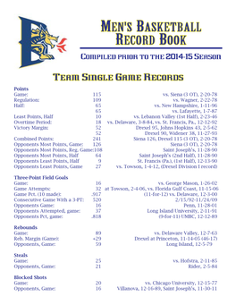 Men's Basketball Record Book