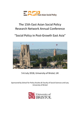 The 15Th East Asian Social Policy Research Network Annual Conference