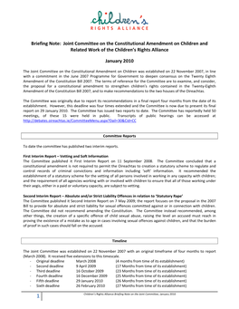 Briefing Note: Joint Committee on the Constitutional Amendment on Children and Related Work of the Children's Rights Alliance