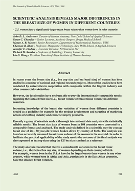 Scientific Analysis Reveals Major Differences in the Breast Size of Women in Different Countries
