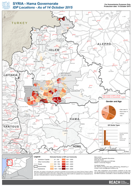 SYRIA - Hama Governorate for Humanitarian Purposes Only IDP Locations - As of 14 October 2015 Production Date: 15 October 2015