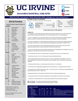 2019-20 MEN's BASKETBALL GAME NOTES 2019-20 Schedule