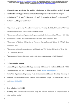 Competitiveness Prediction for Nodule Colonization in Sinorhizobium Meliloti Through