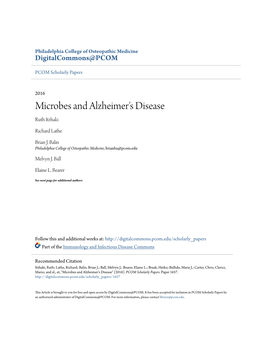 Microbes and Alzheimer's Disease Ruth Itzhaki