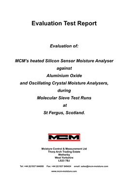 Evaluation of a Heated Silicon Sensor Moisture Analyser Against