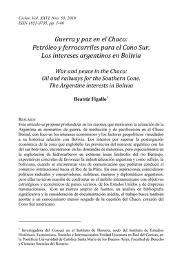 Guerra Y Paz En El Chaco: Petróleo Y Ferrocarriles Para El Cono Sur