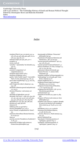 The Cambridge History of Greek and Roman Political Thought Edited by Christopher Rowe and Malcolm Schofield Index More Information