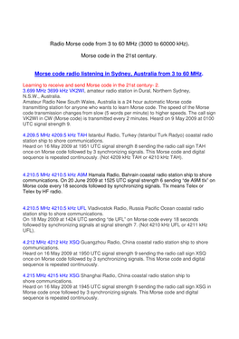 Radio Morse Code from 3 to 60 Mhz (3000 to 60000 Khz)