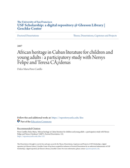 African Heritage in Cuban Literature for Children and Young Adults : a Participatory Study with Nersys Felipe and Teresa CÃ¡Rdenas Dulce Maria Perez Castillo