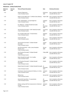 List Of: Fonds F 37 Mackenzie - Lindsey Family Fonds