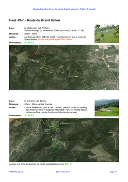 Sites De Vol De Pente Alsace Vosges - Edition 1 (Projet)