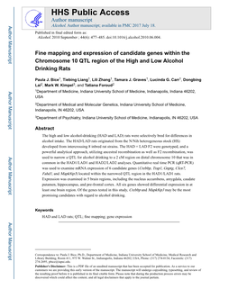 Fine Mapping and Expression of Candidate Genes Within the Chromosome 10 QTL Region of the High and Low Alcohol Drinking Rats