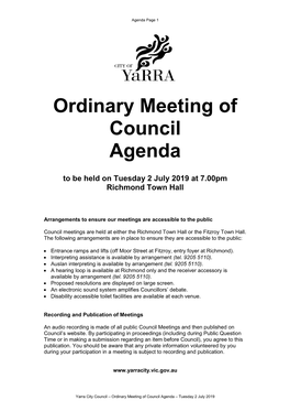 Agenda of Ordinary Council Meeting