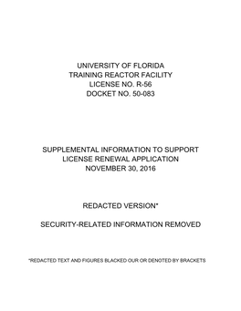 University of Florida Training Reactor Facility License No
