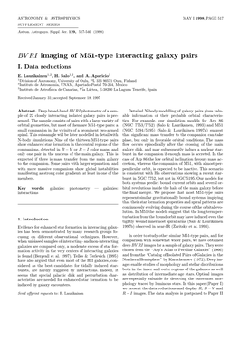 BV RI Imaging of M51-Type Interacting Galaxy Pairs I