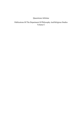 Quaestiones Infinitae Publications of the Department of Philosophy and Religious Studies Volume C