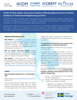 COVID-19 Flash Update: Government Guidance Affecting Migrant Workers and Their Employers in Thailand and Neighbouring Countries