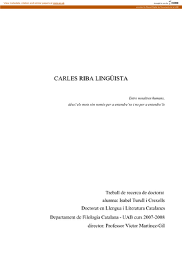 Carles Riba Lingüista