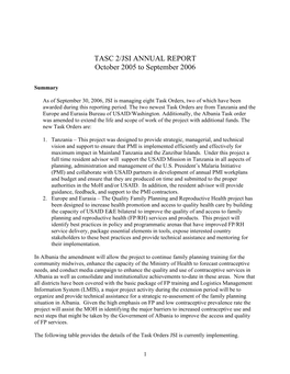 TASC 2/JSI ANNUAL REPORT October 2005 to September 2006