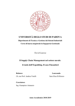 Tesi Di Laurea Il Supply Chain Management Nel Settore Navale