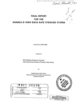 Final Report for the Nimbus-D High Data Rate Storage System