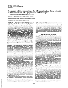 A Separate Editing Exonuclease for DNA Replication