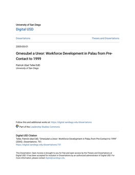 Workforce Development in Palau from Pre-Contact to 1999" (2005)