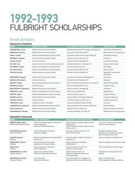 1992-1993 Fulbright Scholarships