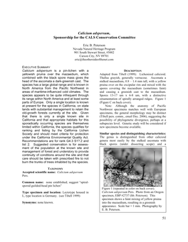 51 Calicium Adspersum, Sponsorship for the CALS Conservation Committee