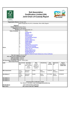 Soil Association Certification Limited (SA) Joint Chain of Custody Report