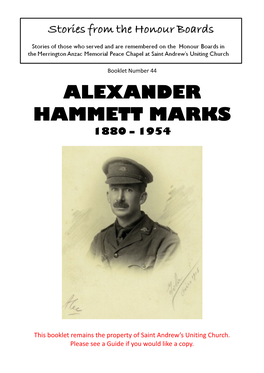 Alexander Hammett Marks 1880 – 1954