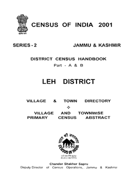 District Census Handbook, Leh, Part XII-A & B, Series-2