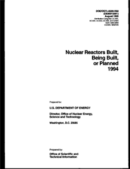 Nuclear Reactors Built, Being Built, Or Planned 1994