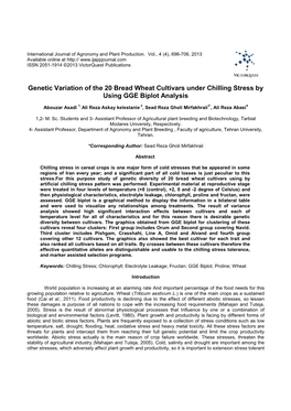 Genetic Variation of the 20 Bread Wheat Cultivars Under Chilling Stress by Using GGE Biplot Analysis