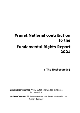 Franet National Contribution to the Fundamental Rights Report 2021