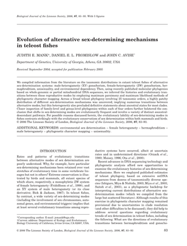 Evolution of Alternative Sex-Determining Mechanisms in Teleost ﬁshes