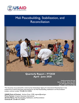 Mali Peacebuilding, Stabilization, and Reconciliation